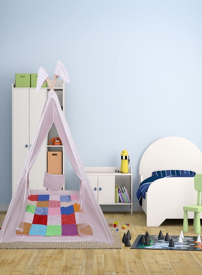 CREATIVE TEXTILES Tent House for Kids Teepee Play Tent for Kids, Portable Teepee Flag House for Boys & Girls, Play House for Indoor & Outdoor with Mat (White) - Image 5